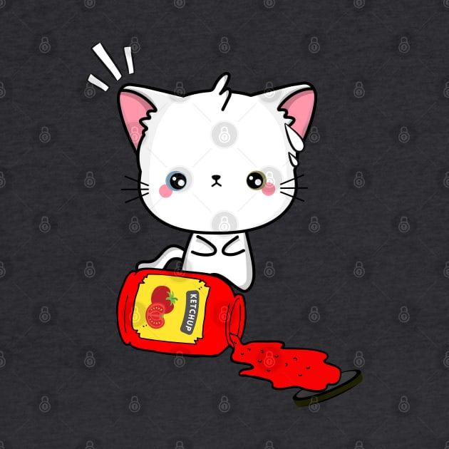 Angora Cat Spilled a bottle of ketchup by Pet Station